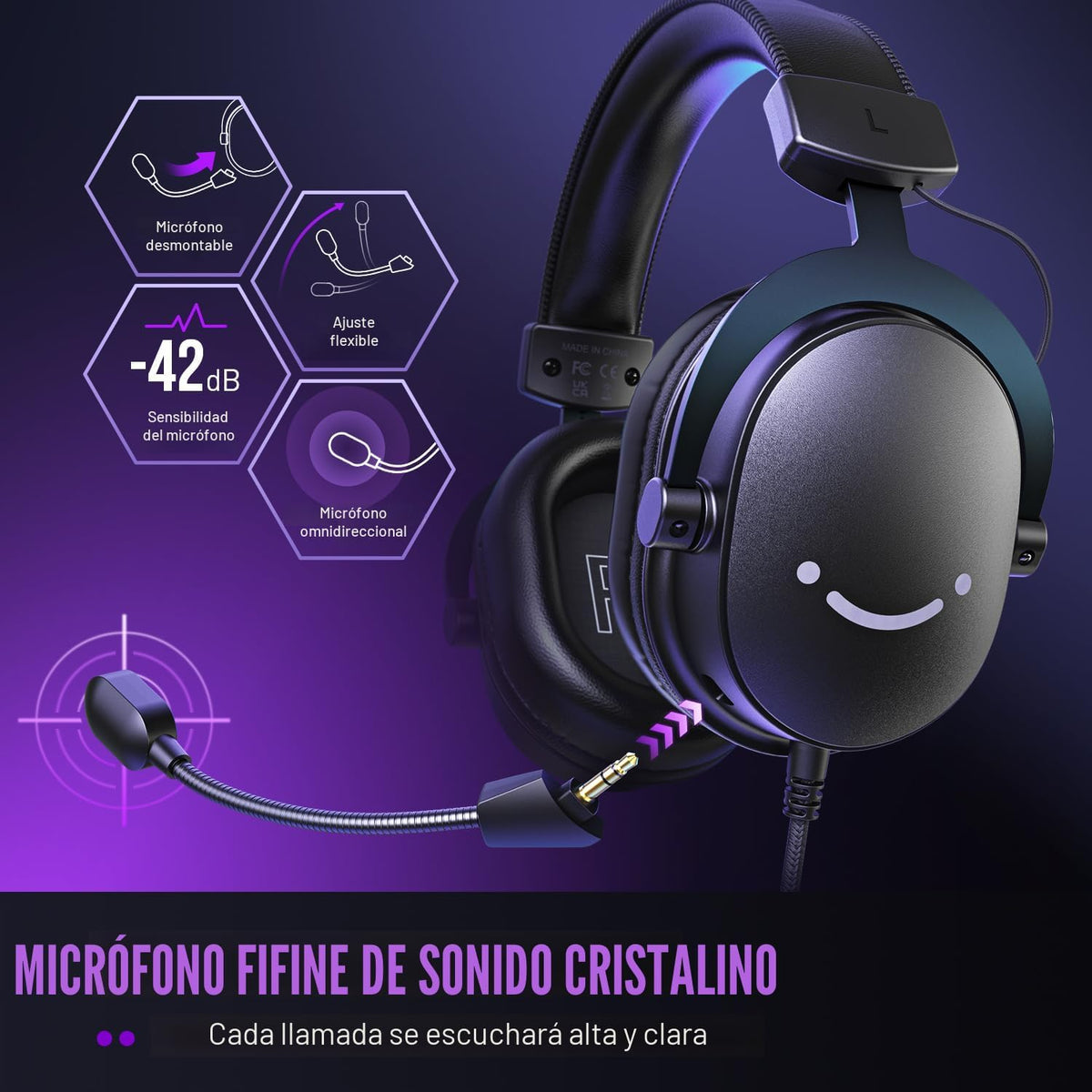 Auriculares para juegos con cable FIFINE H9 con micrófono, 3,5 mm y...