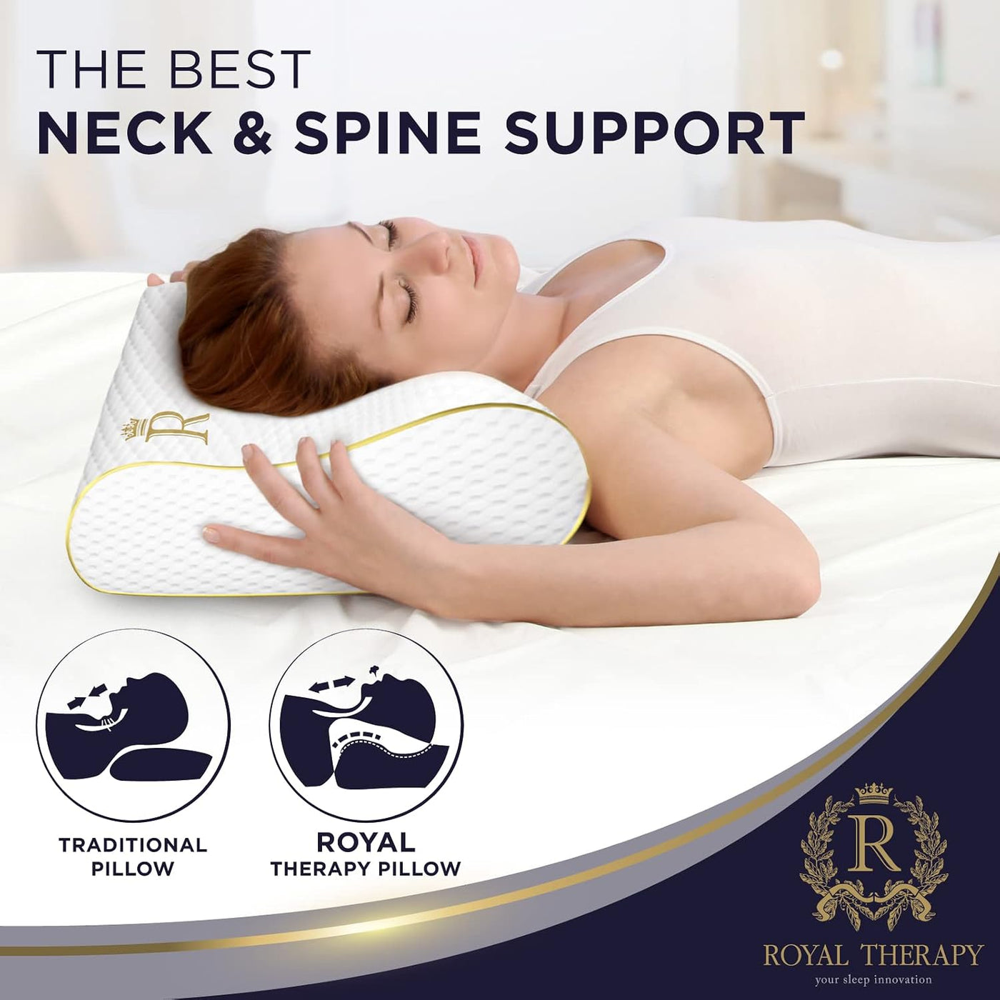 Almohada de espuma viscoelástica Royal Therapy Queen, Pharmonis USA...