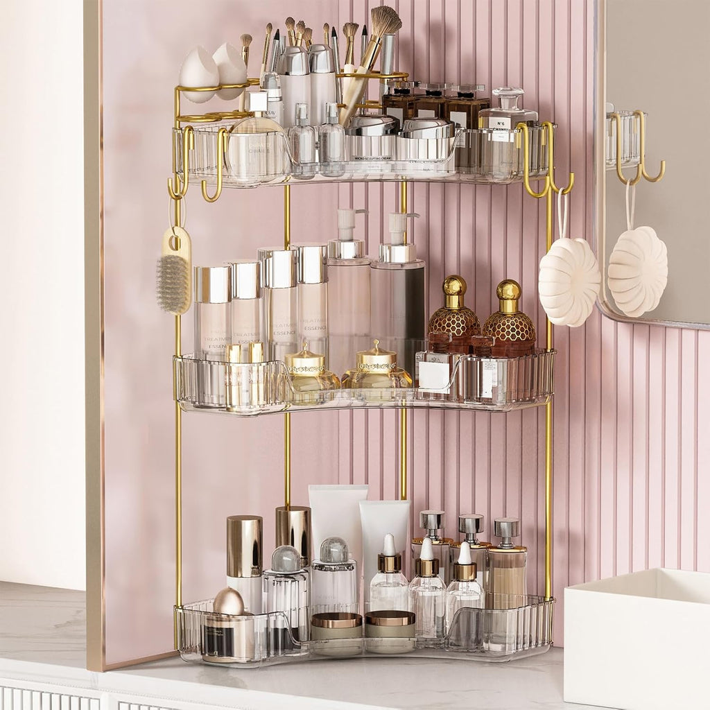 Greenby Organizador esquinero de 3 niveles para mostrador de baño,...
