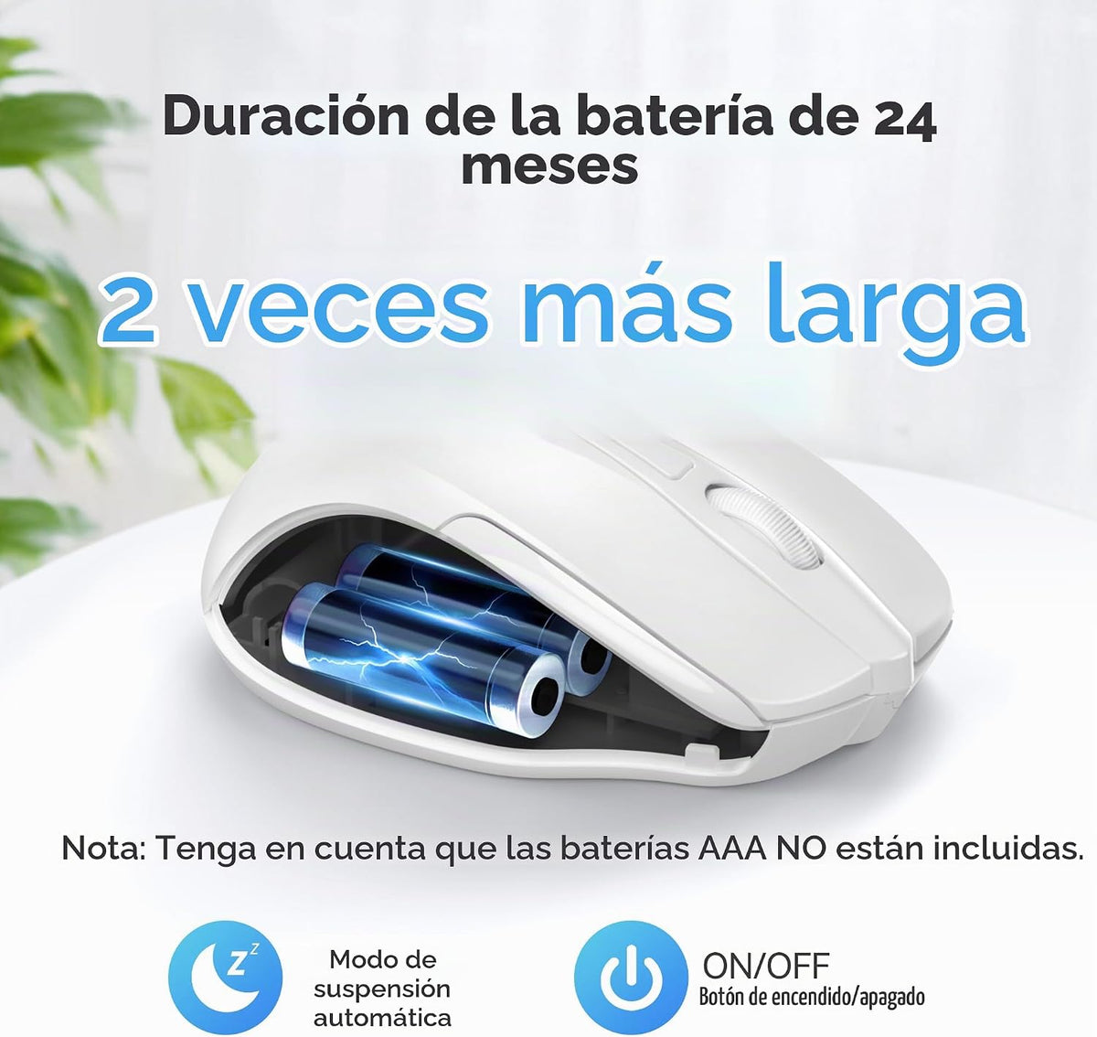 TECKNET - Mouse inalámbrico y ergonómico de 24 GHz, mouse óptico pa...