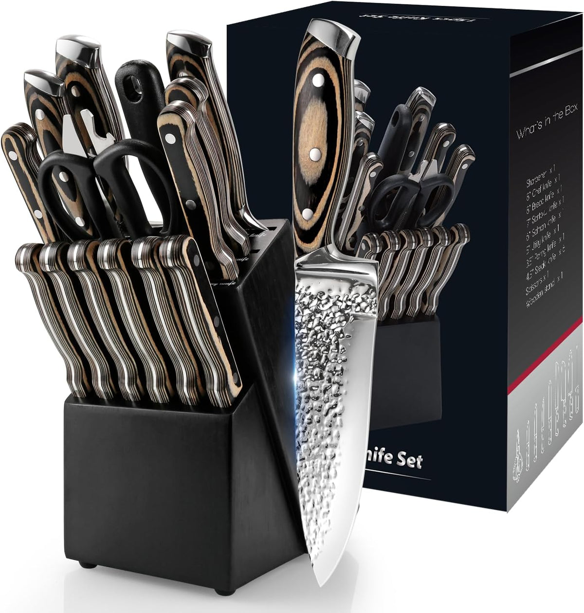 Juego de cuchillos para cocina, juego de cuchillos de diseño martil...