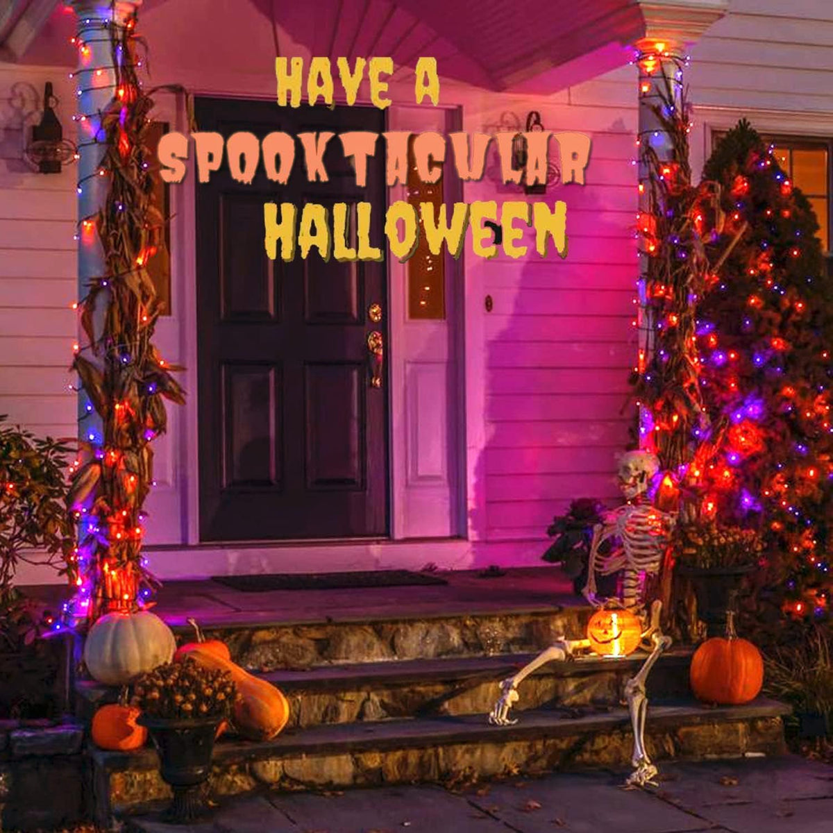 75.8FT 200 LED conectables luces de Halloween naranjas y moradas pa...