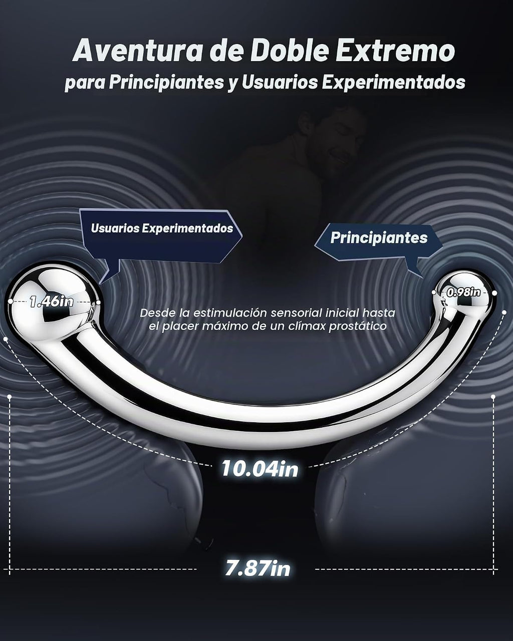 BEISAR Masajeador de próstata de metal de doble extremo, 700 G, ace...