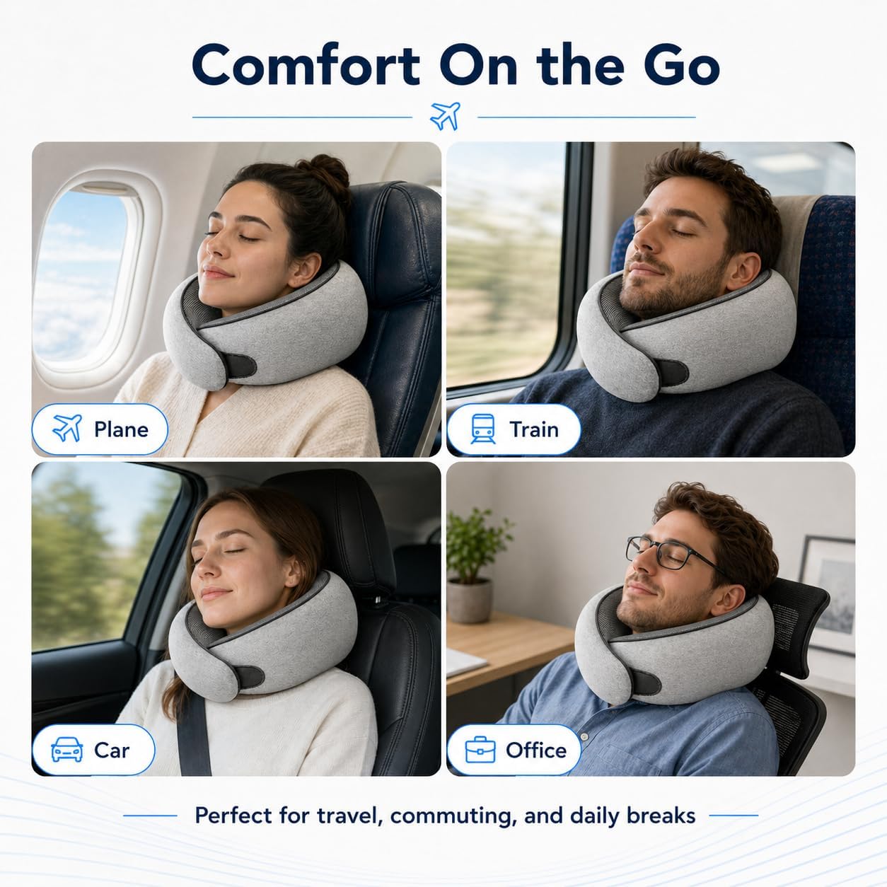 Purroch G-Shape - Almohada de viaje de espuma viscoelástica para el...