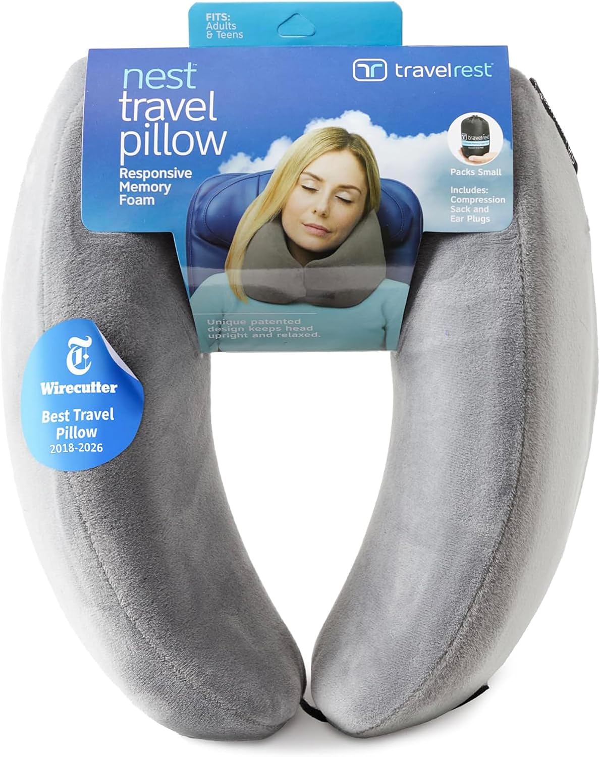 TRAVELREST Nest - Almohada de viaje y almohada para el cuello de es...