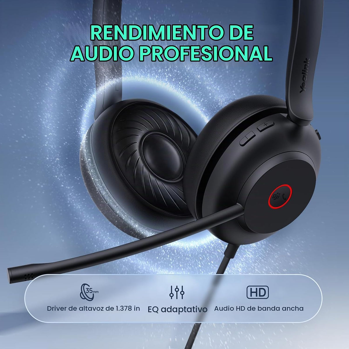 Yealink UH35 Auriculares con cable de segunda generación, USB-C\/A,...