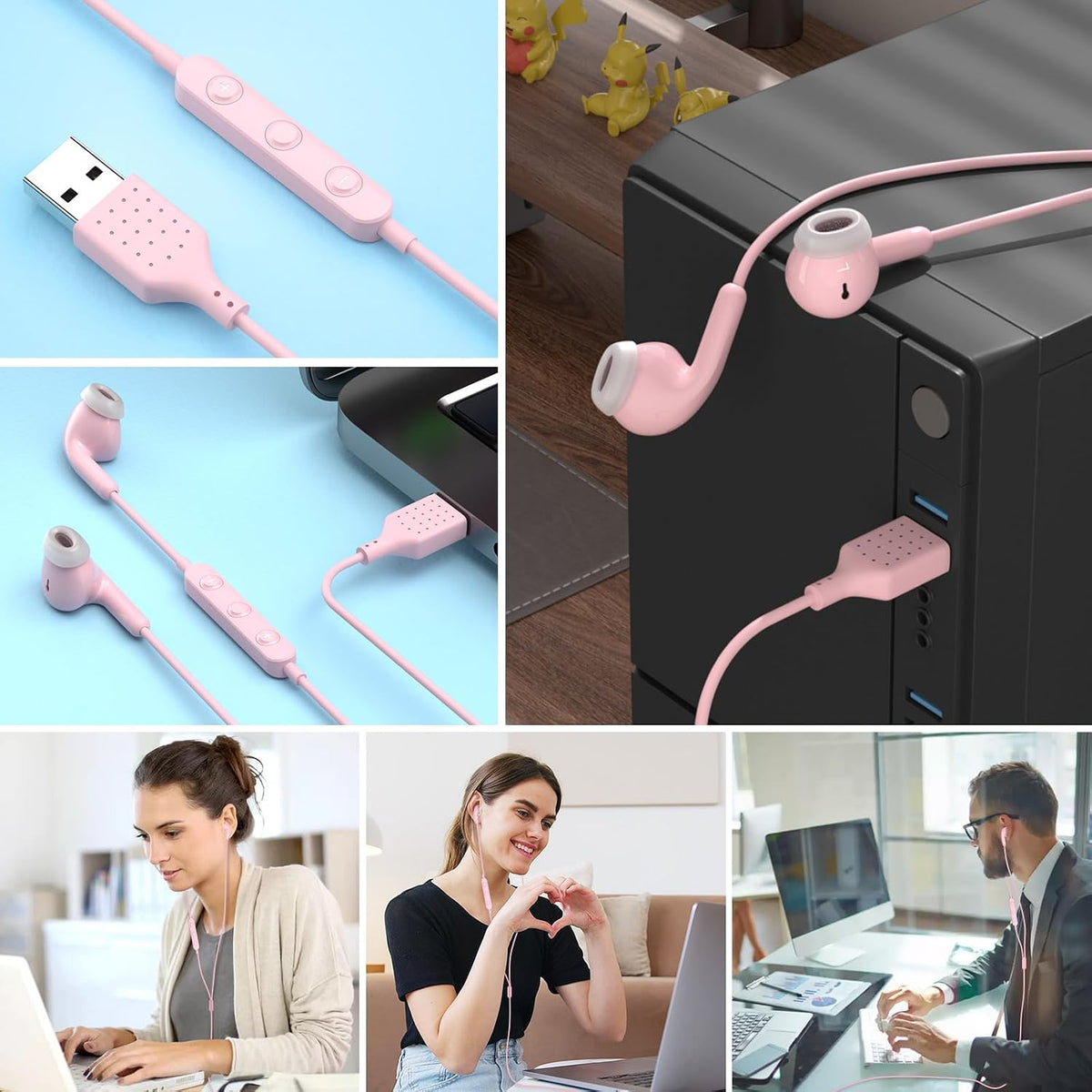 AIAUXAI Auriculares USB para PC,Auriculares con micrófono para comp...