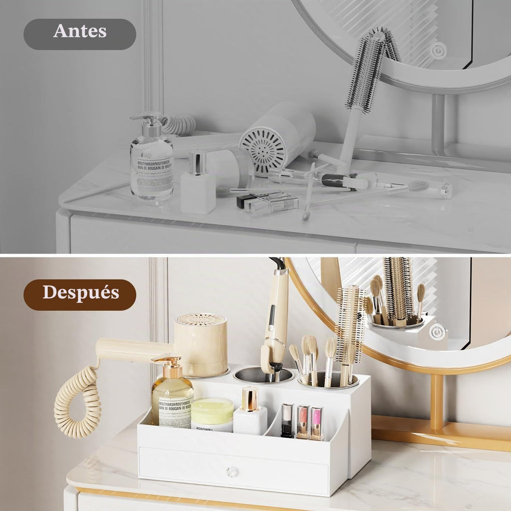 GFWARE Soporte acrílico para secador de pelo con cajón, organizador...