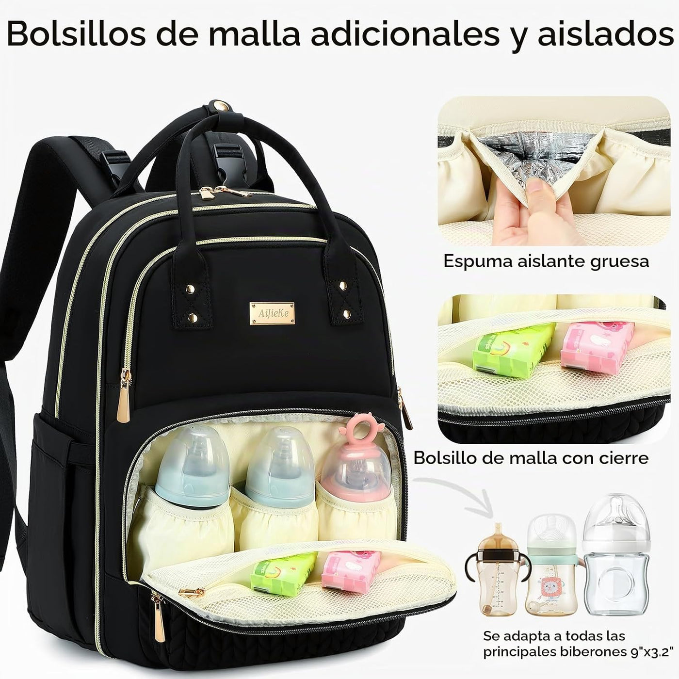 Mochila para Pañales - Grande Multifuncional, para Niños, Niñas y B...