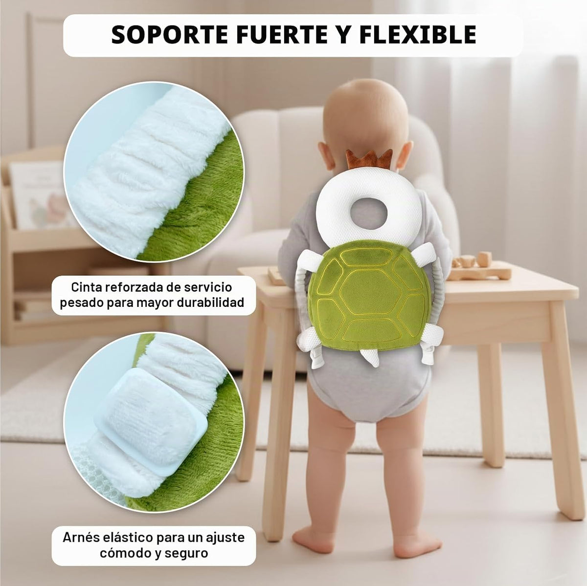 Mochila protectora de cabeza para bebé con un par de calcetines ant...