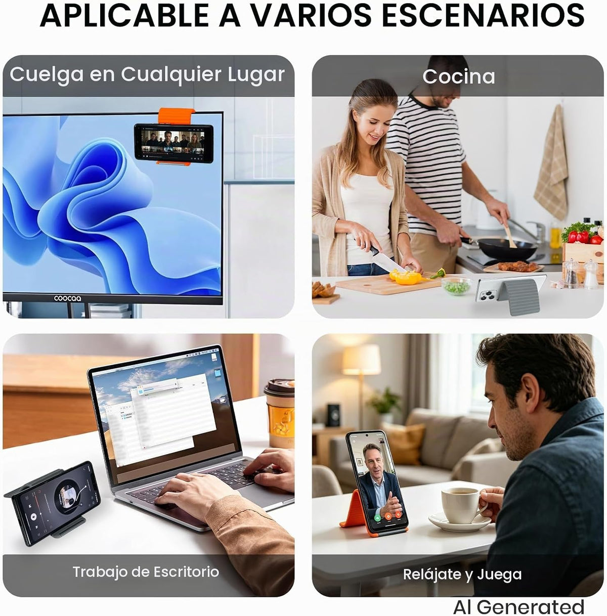 Soporte flexible de aluminio de silicona para teléfono, delgado de...