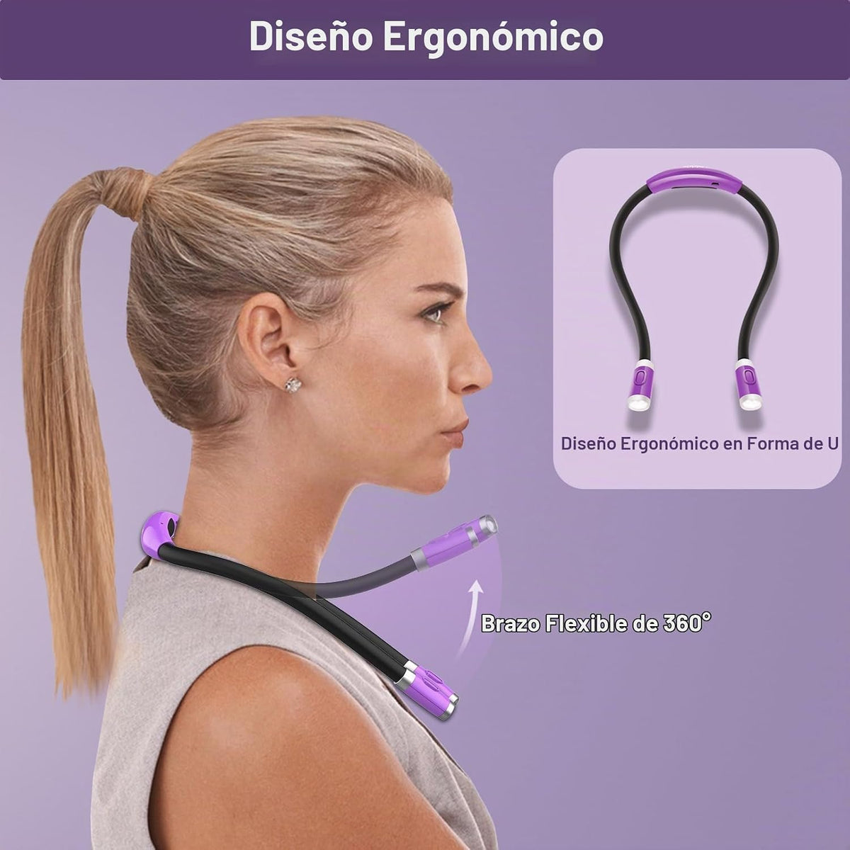 Vekkia - Luz LED recargable para leer en la cama | 3 niveles de bri...