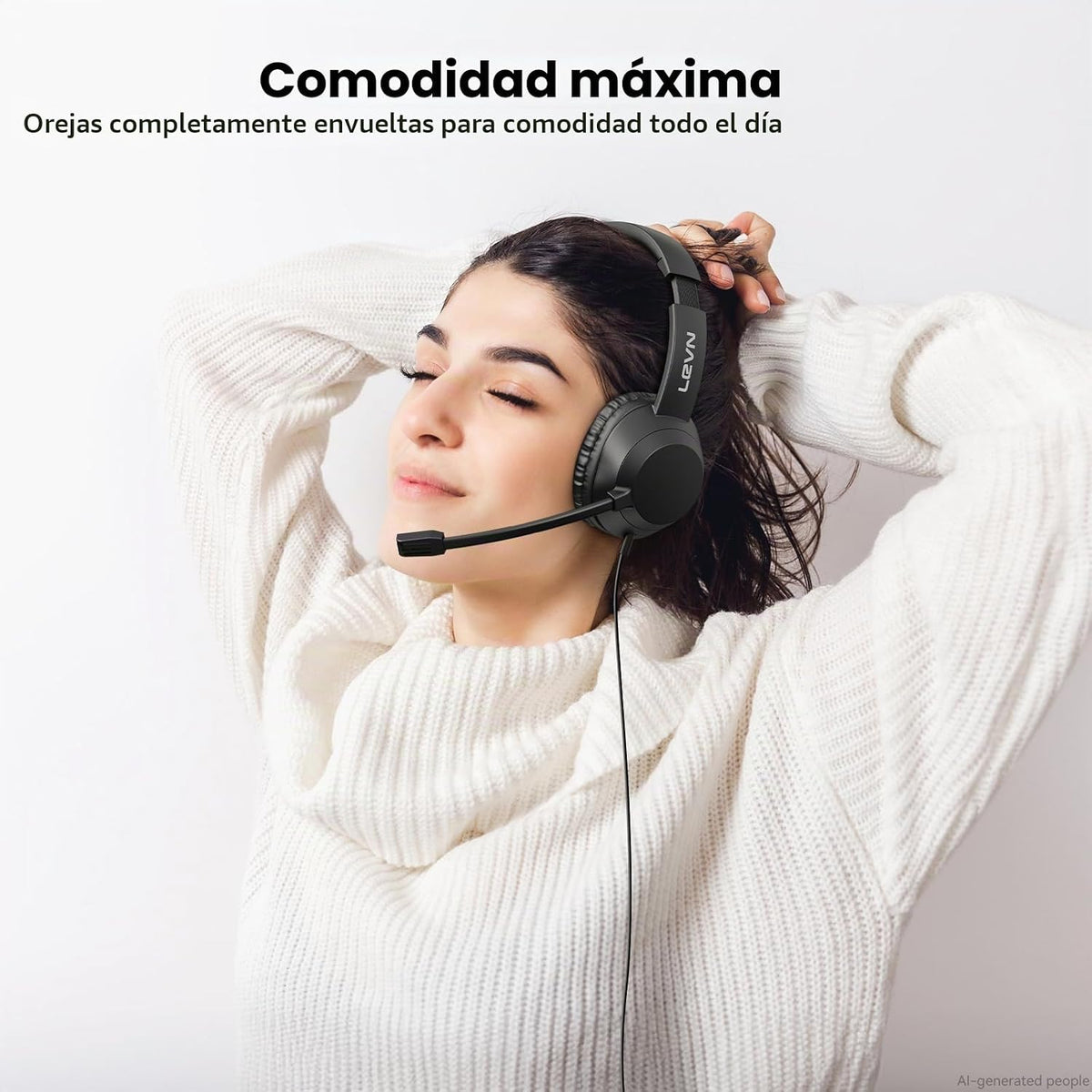 LEVN Auriculares con micrófono, auriculares USB con micrófono para...