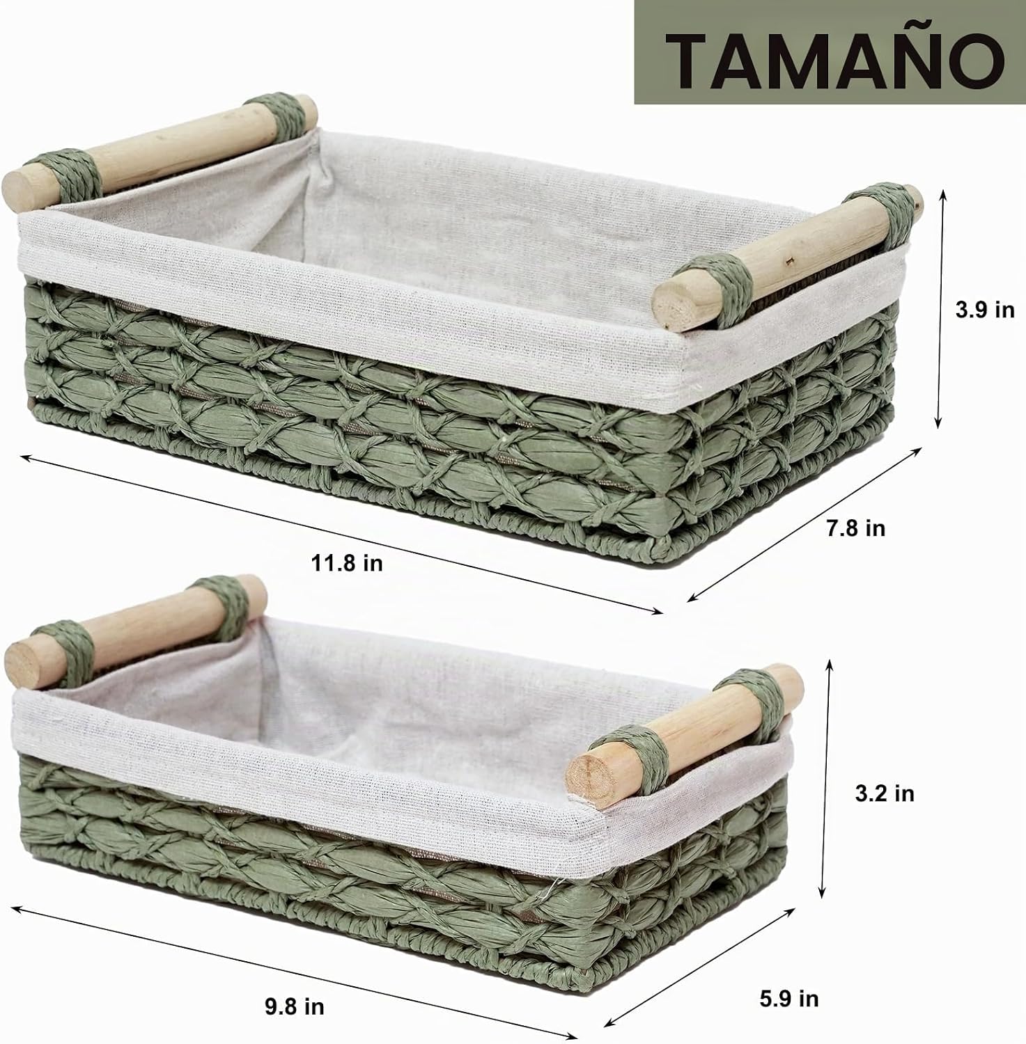 DUOER Cesta de Almacenamiento Cestas de Mimbre para Organizar con A...