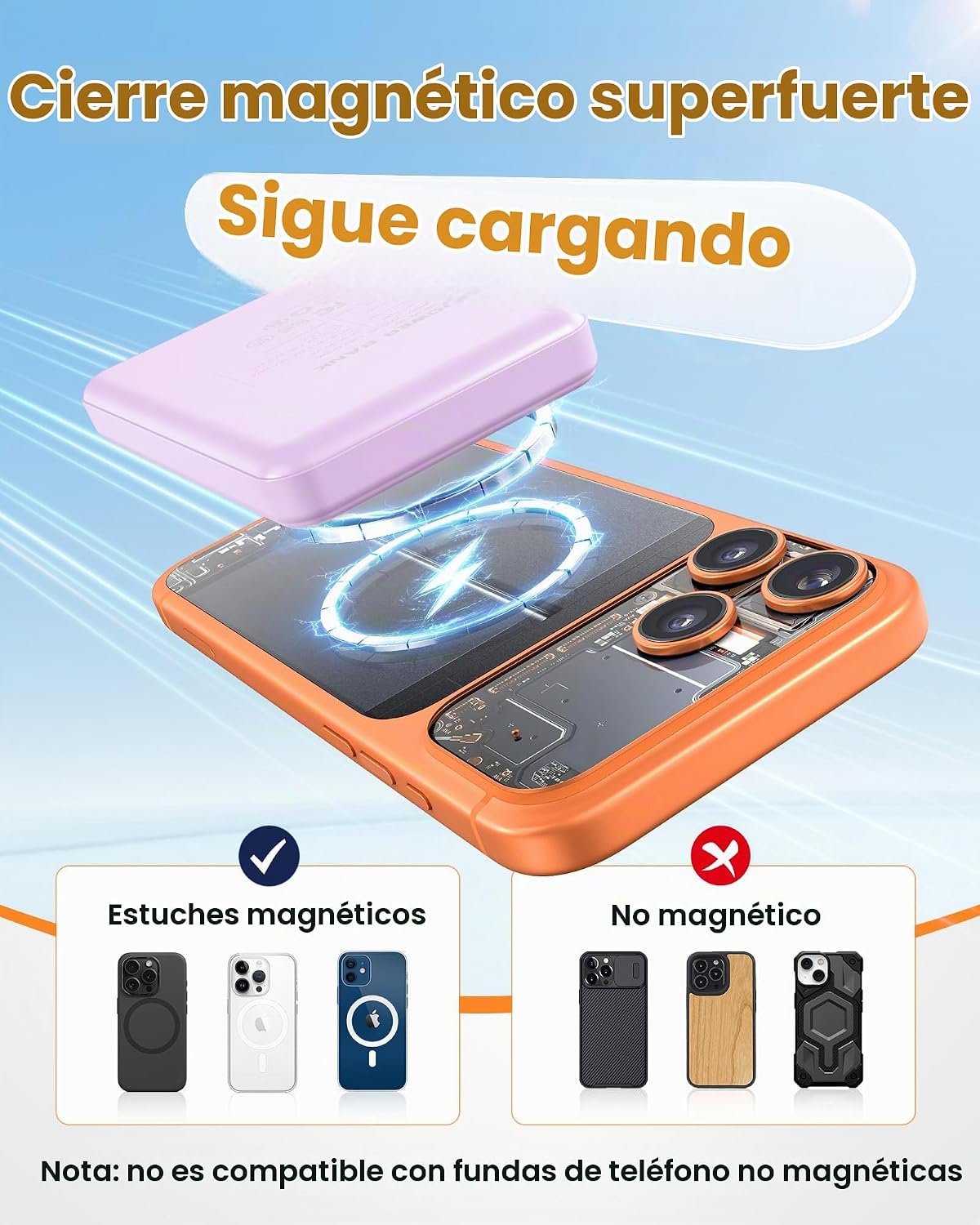 para cargador portátil Magsafe 10000mAh batería de banco de energía...