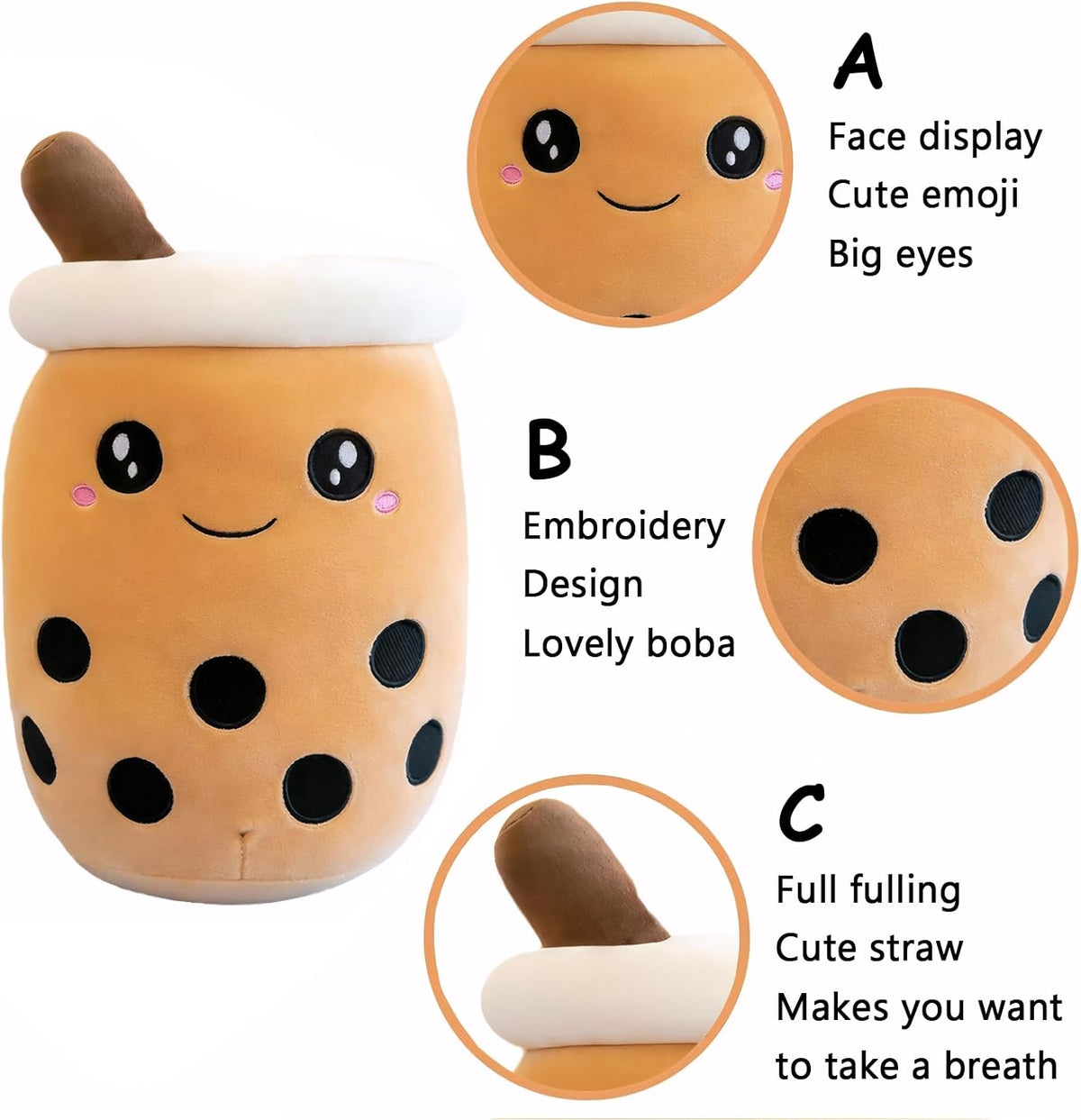 VSFNDB Boba de peluche de peluche con burbujas de té de peluche, ju...