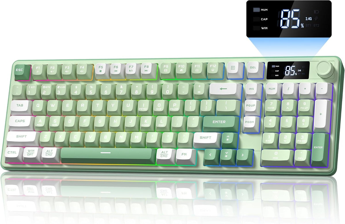 Keymatic Teclado para juegos Teclado cremoso inalámbrico con perill...