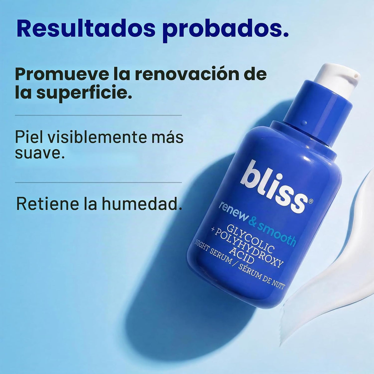 Bliss Renew &amp; Smooth - Suero de noche con ácido glicólico, 1 on...