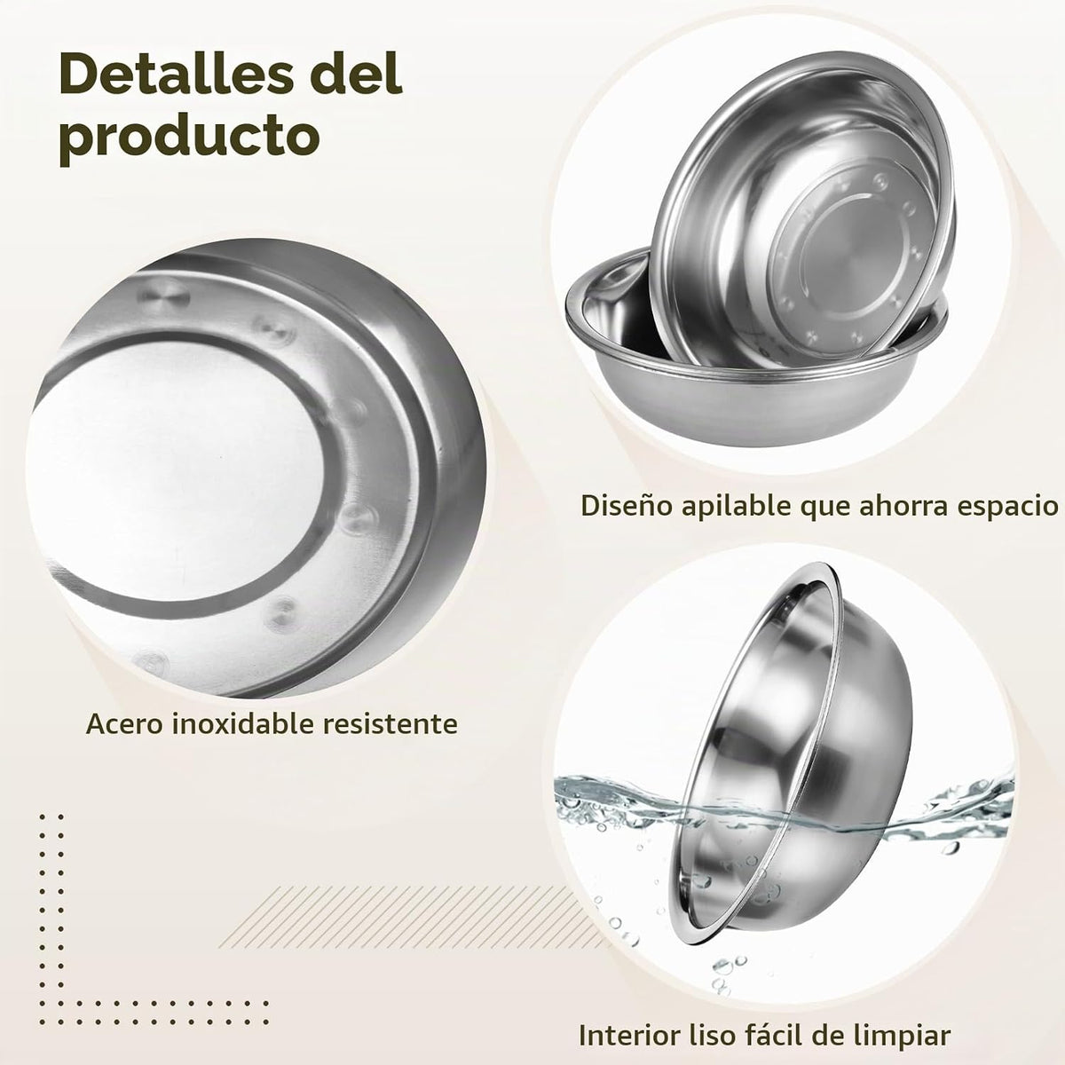 FELISTORY 4 cuencos de acero inoxidable para mezclar, 13 x 3.5 pulg...