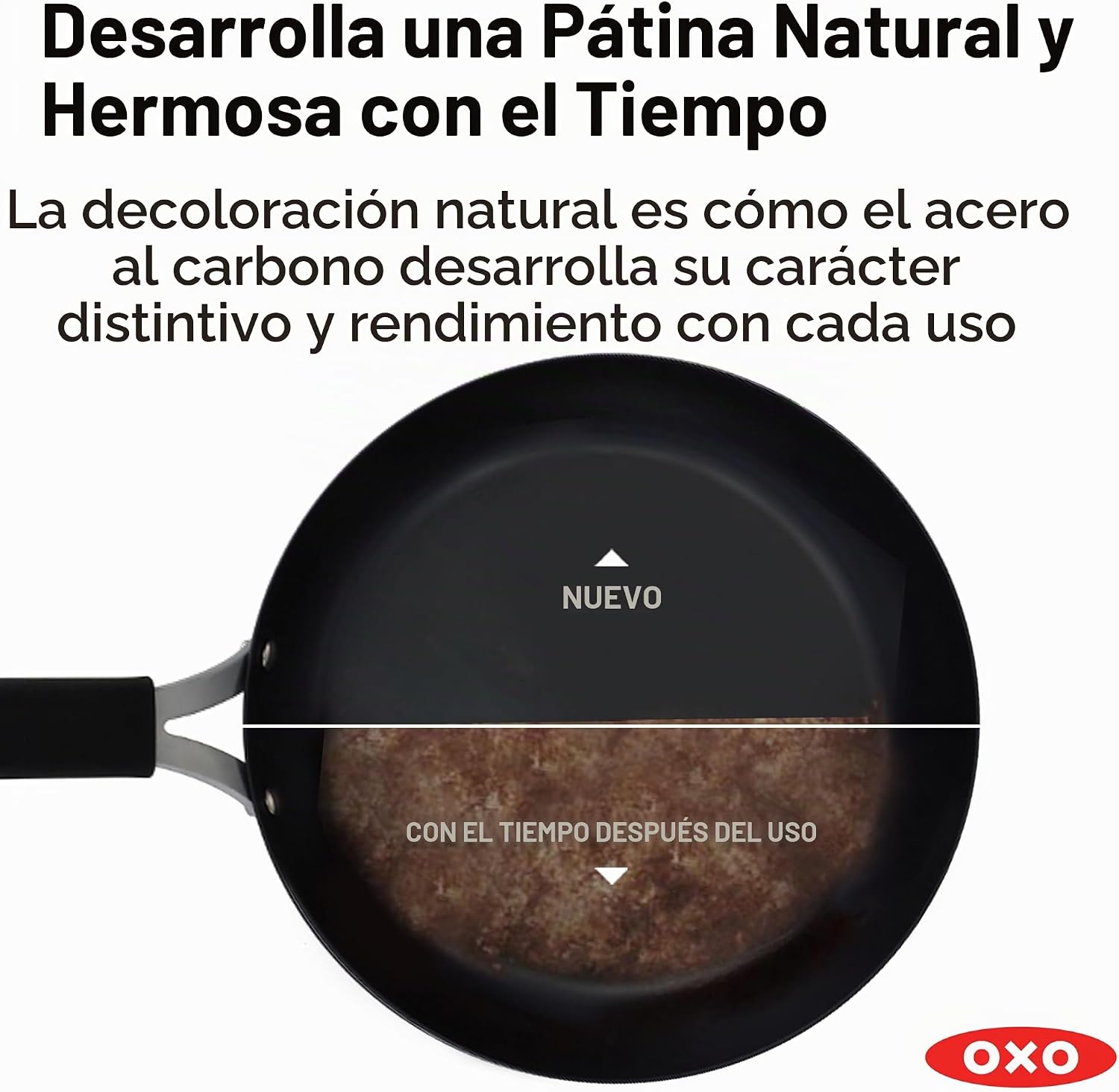 OXO Sartén de Acero al Carbono Pre-Sazonado Obsidian, Sartén de Fre...