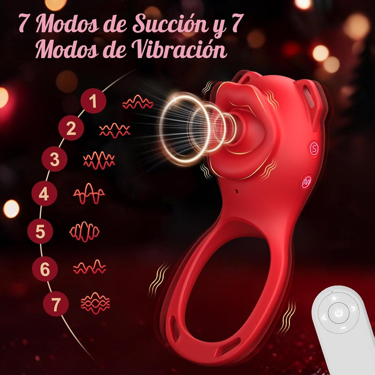 Juguetes sexuales para parejas con forma de rosa, control remoto po...