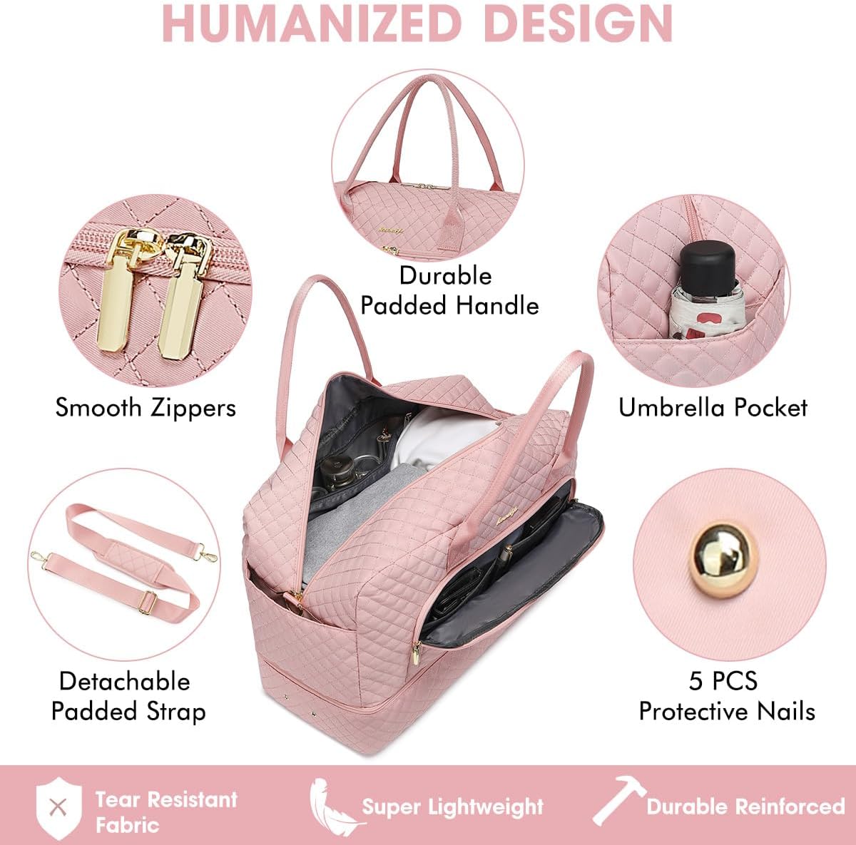 Bolsa de viaje grande para mujer, bolsa de lona para equipaje de fi...