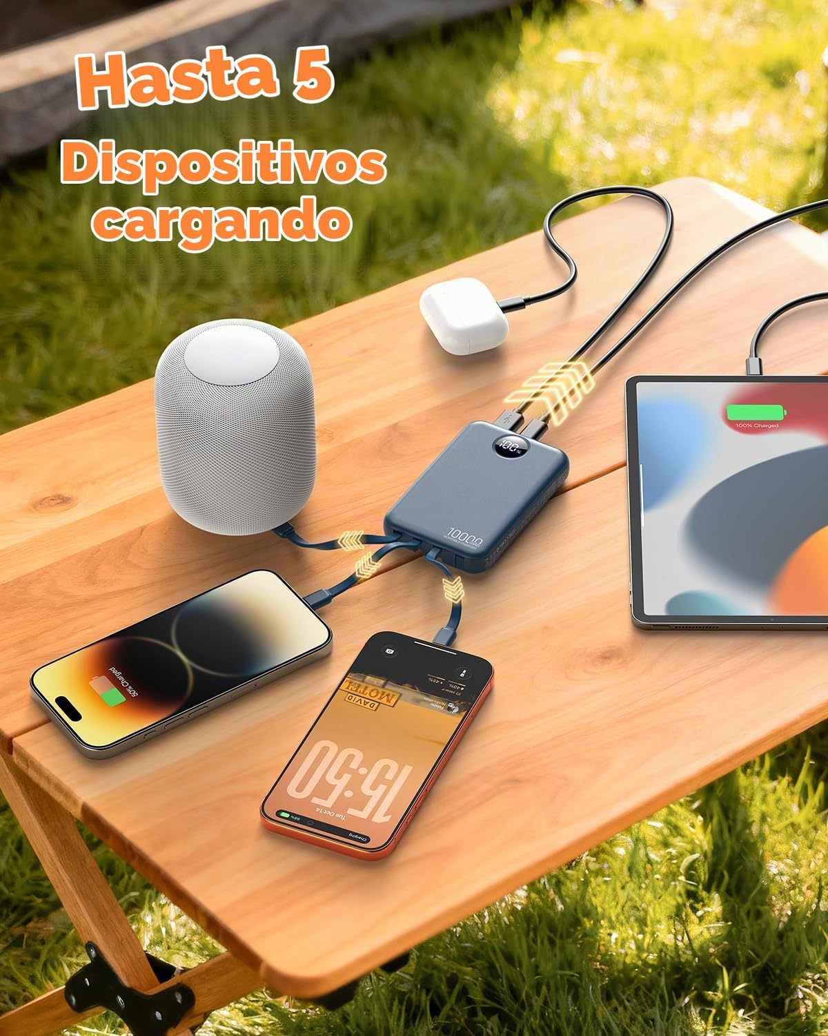 Zmmyuluo Cargador portátil 10000mAh con 4 cables incorporados 40% m...