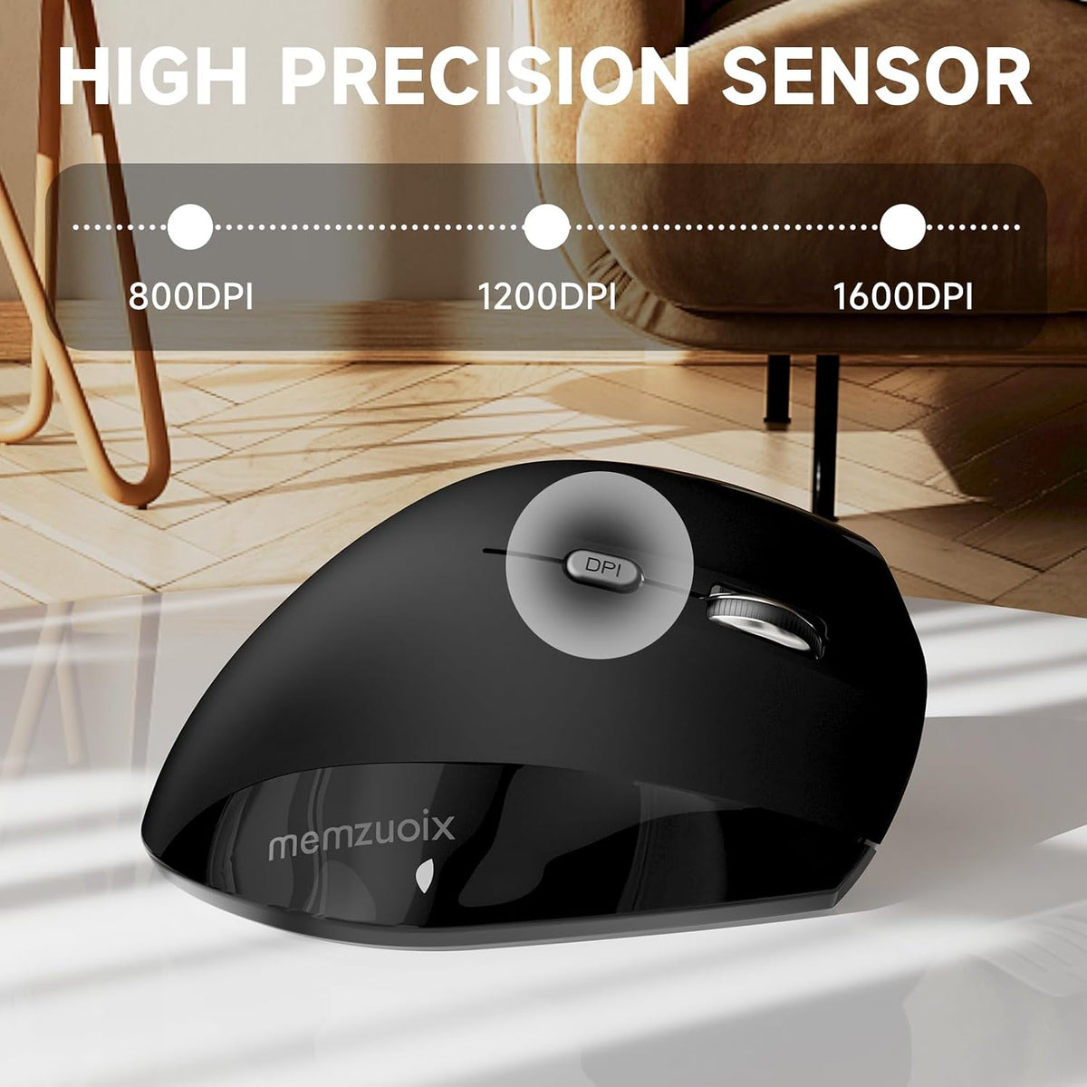 Memzuoix - Ratón inalámbrico ergonómico, 2.4G óptico sin cables, 80...