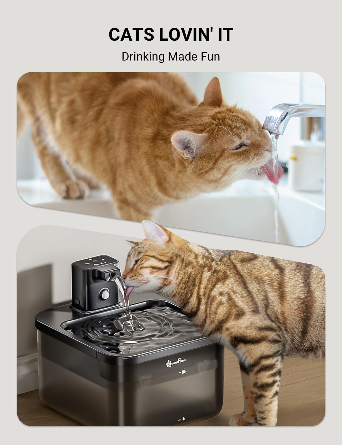 Fuente de agua para gatos DownyPaws Inalámbrica, 84oz\/2.5L Fursink...