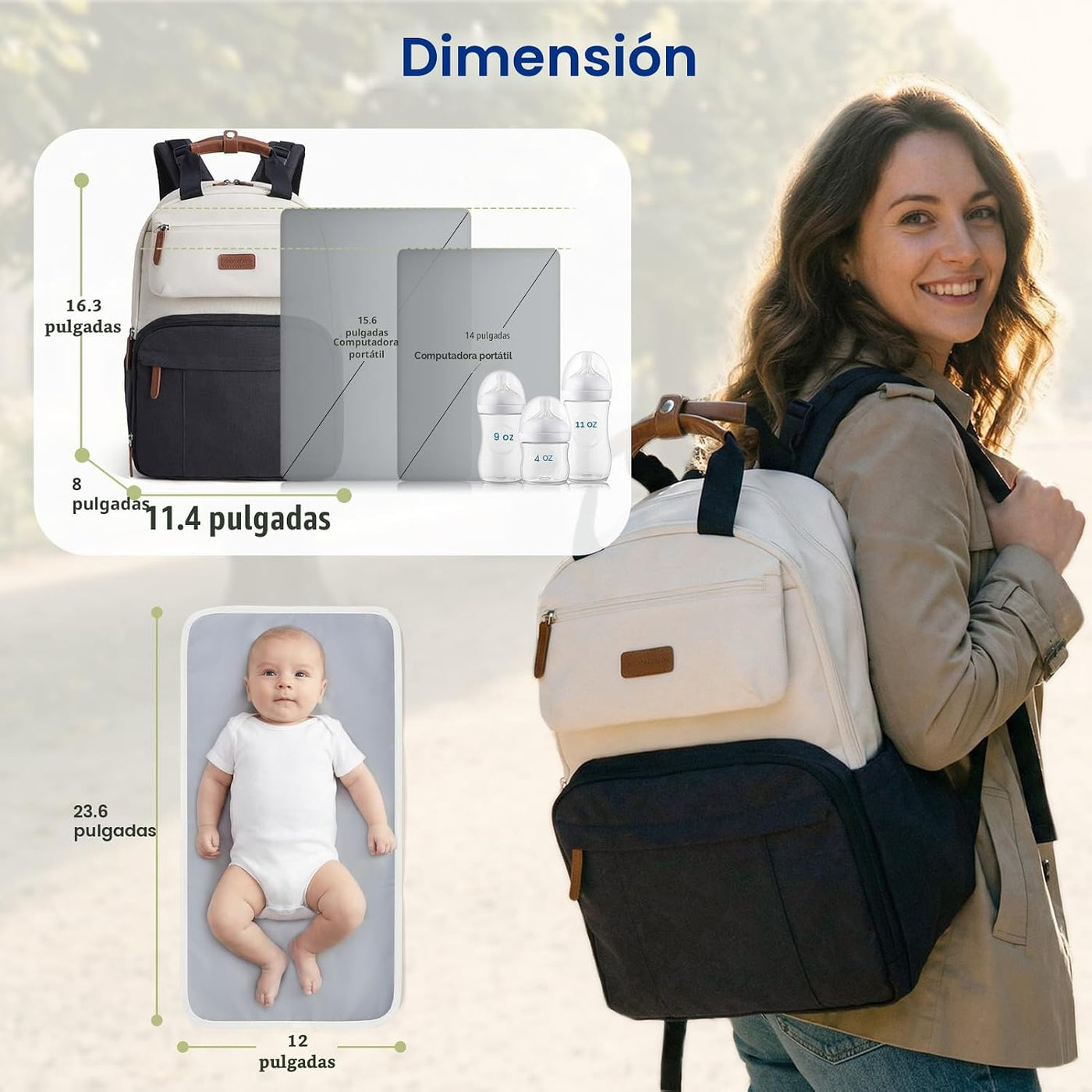 Mommore Mochila para pañales, bolsa de pañales extra grande para 2...