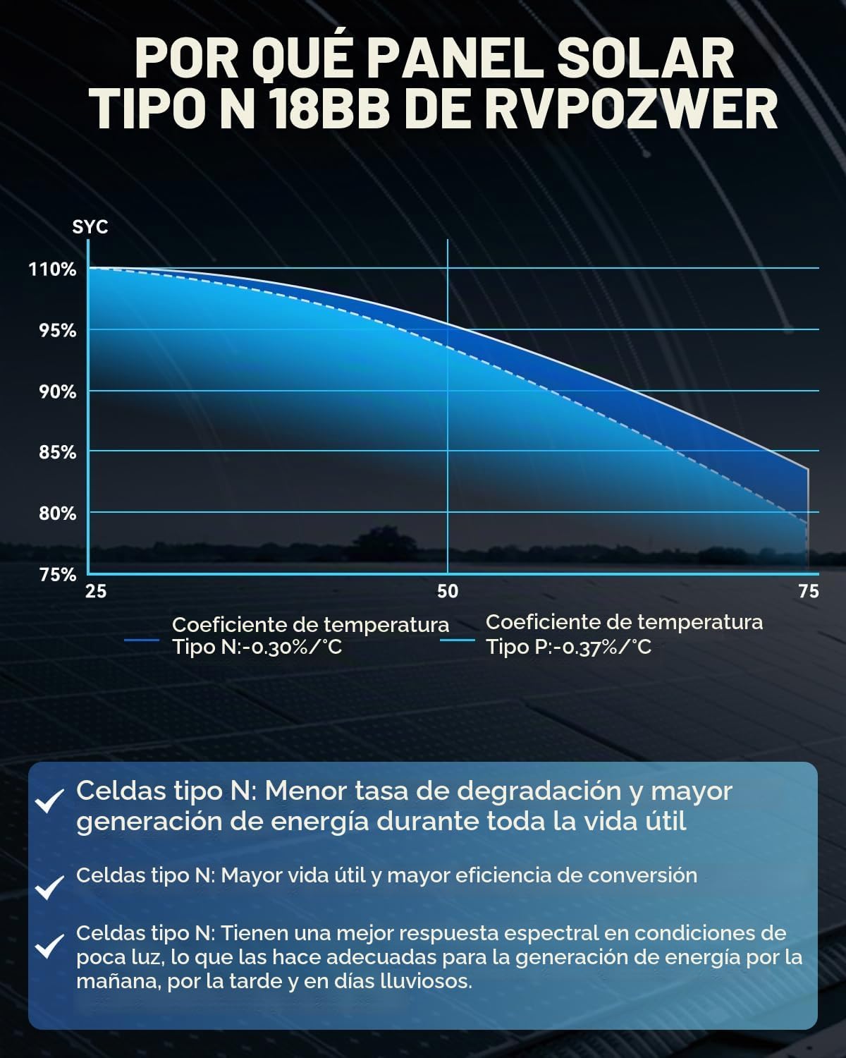 Rvpozwer Equipo del panel solar de 200 vatios, 200W tipo N-tipo efi...