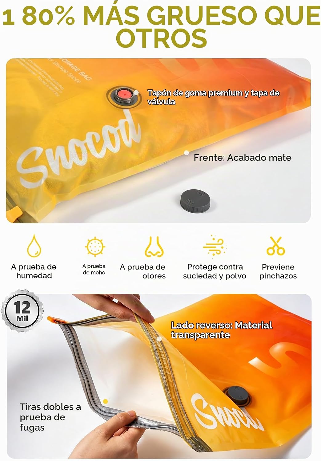 SNOCOD Bolsas de vacío de viaje con bomba, paquete de 15 bolsas de...
