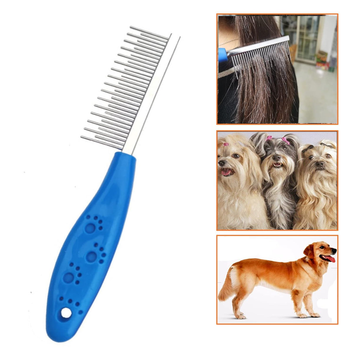 Peine de pelo largo para perros o gatos con dientes cortos y largos...