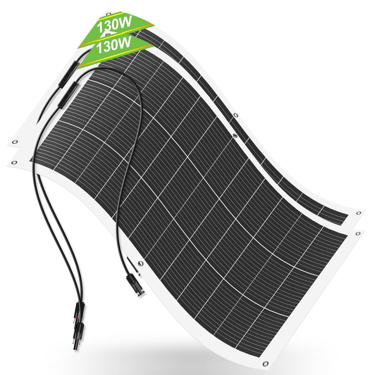 ECO-WORTHY - 2 paneles solares flexibles de 130 W (260 W) 18BB, 25%...