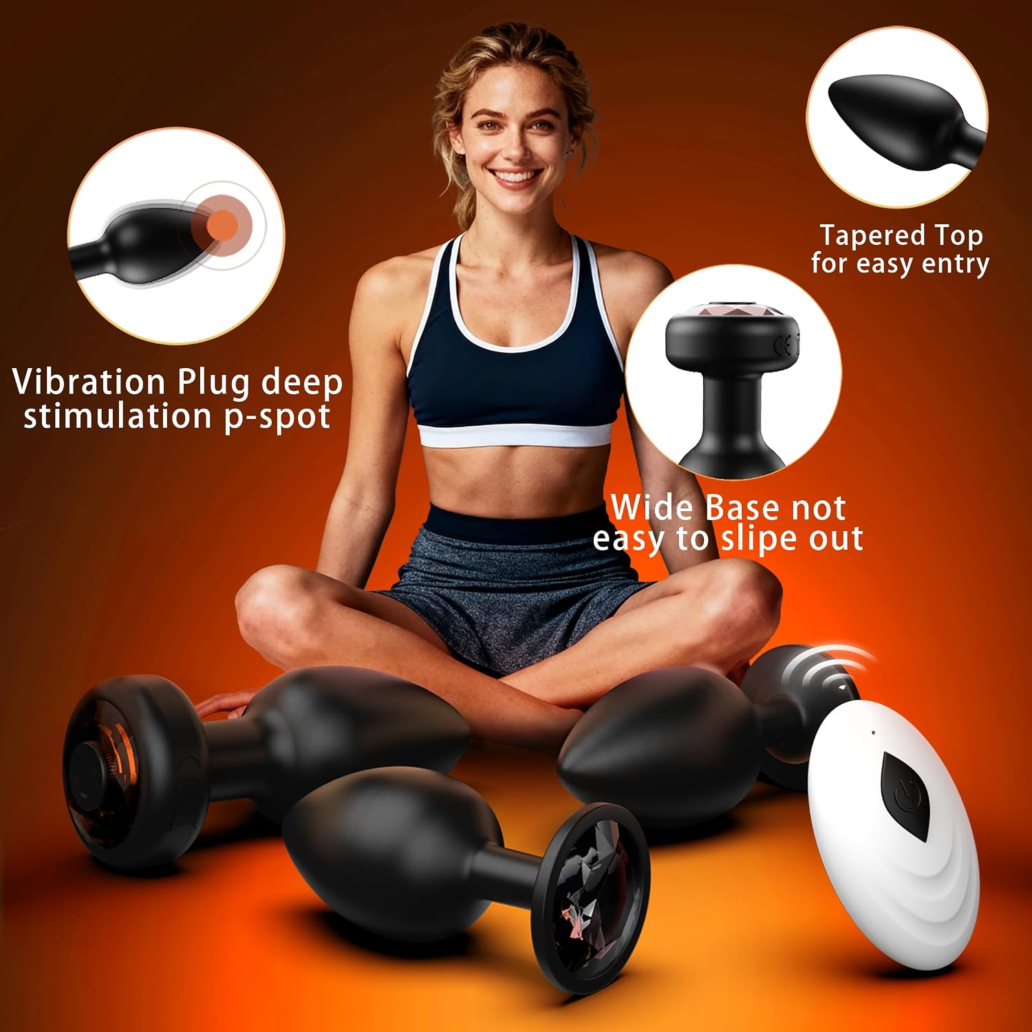 Tapón anal vibrador, tapón anal de silicona para adultos 3 piezas,...