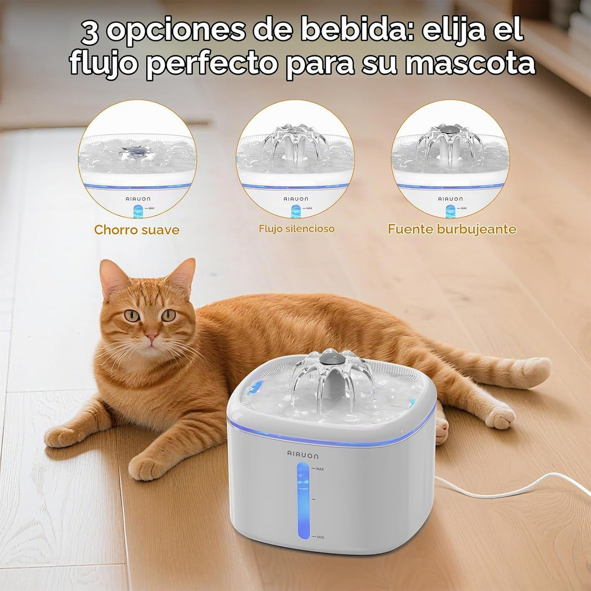Fuente de agua para gatos, fuente para gatos de 84 onzas \/ 2.5 L,...