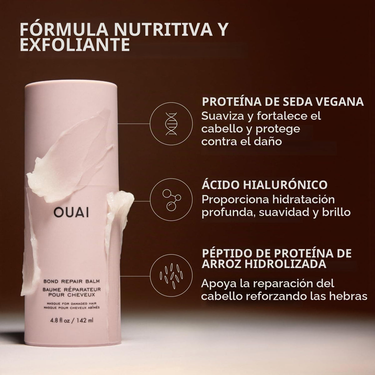 OUAI Bálsamo reparador Bond, mascarilla capilar para cabello dañado...