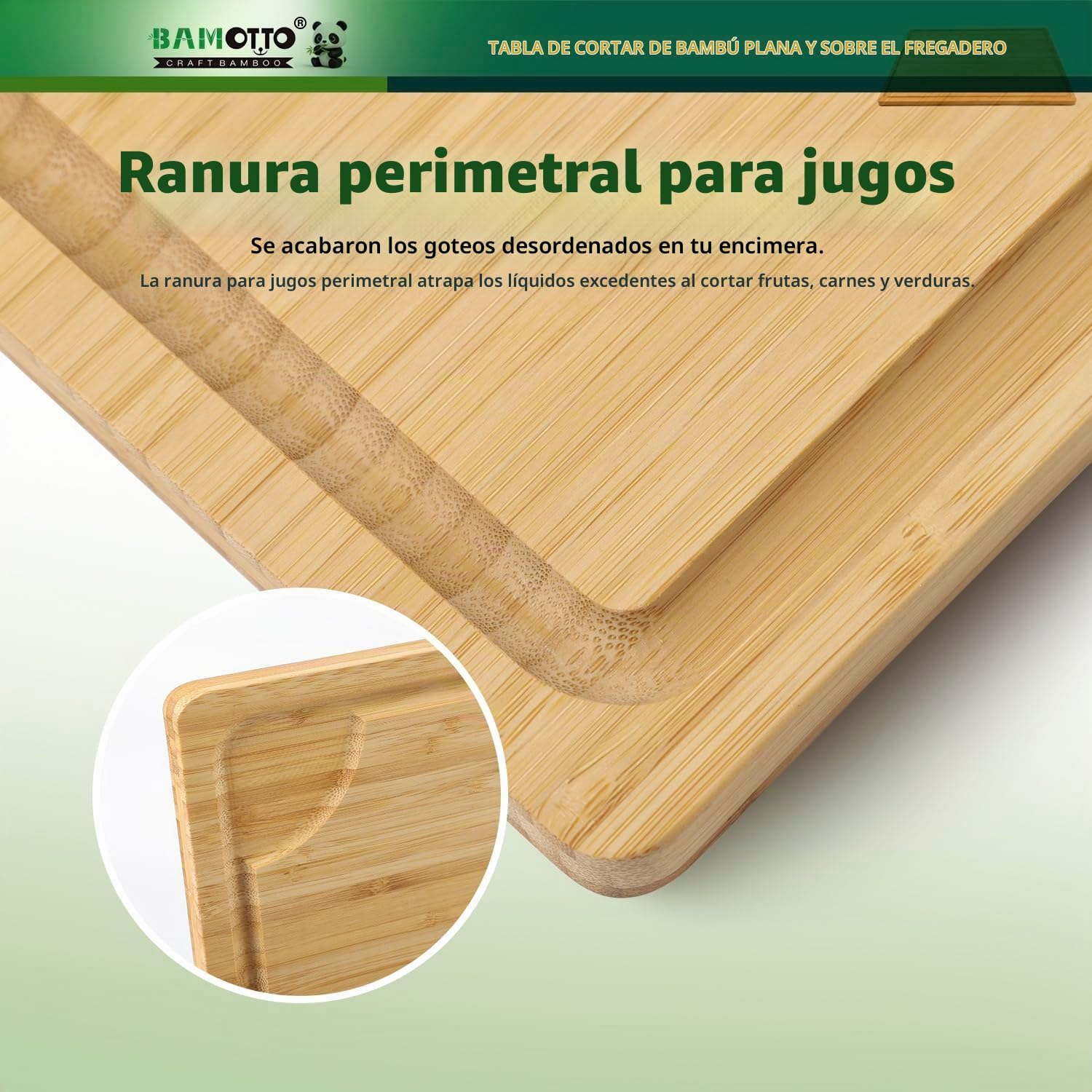 Tabla de Cortar Extra Grande de Bambú 100% Orgánico, Bloque de Carn...