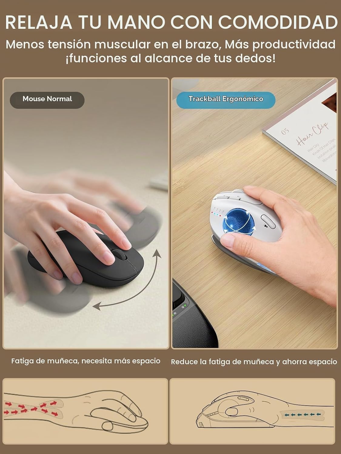 Ratón de Trackball inalámbrico, ángulo ajustable recargable | Ratón...