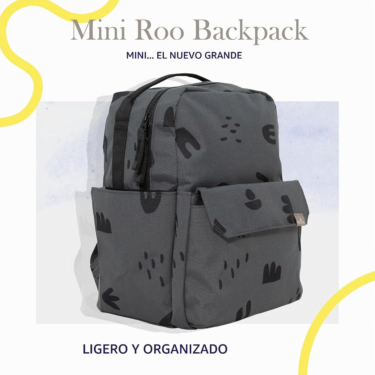 Mini Roo - Mochila para pañales, bolsa de bebé garabato de carbón -...