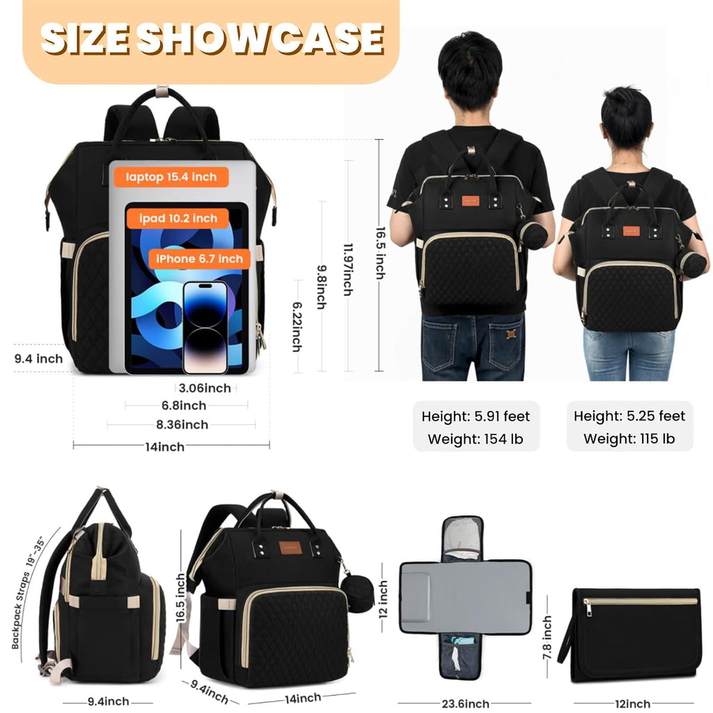 ROSEGIN Mochila para pañales con cambiador y estuche para chupete,...