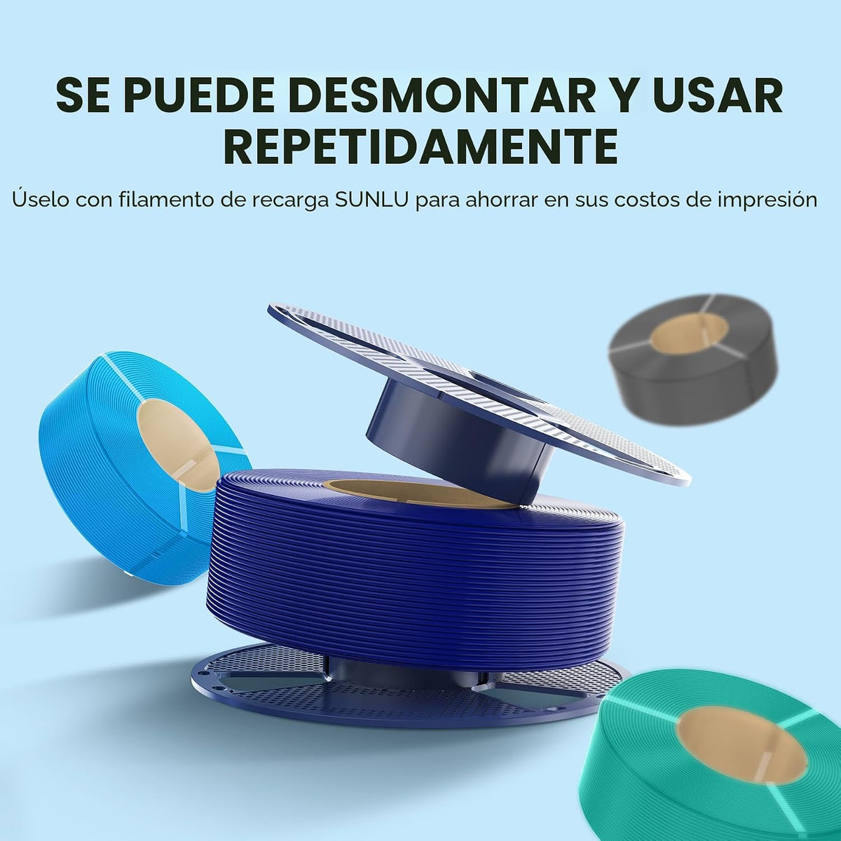 SUNLU Filamento PLA para impresora 3D, azul Klein, 2.2 lbs | Filame...