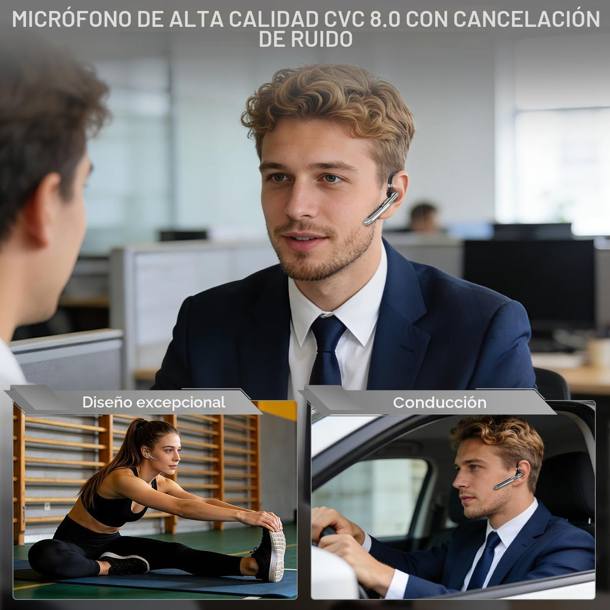 Auricular Bluetooth V6.1,100H Trucker Headset, HD Audio &amp; Botón...