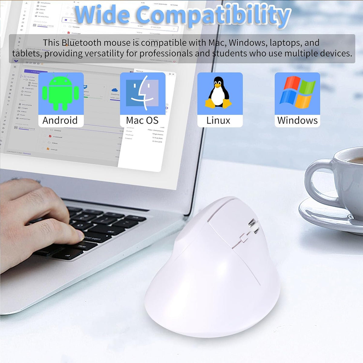 KUYHRF Ratón vertical inalámbrico Bluetooth, diseño ergonómico, rec...