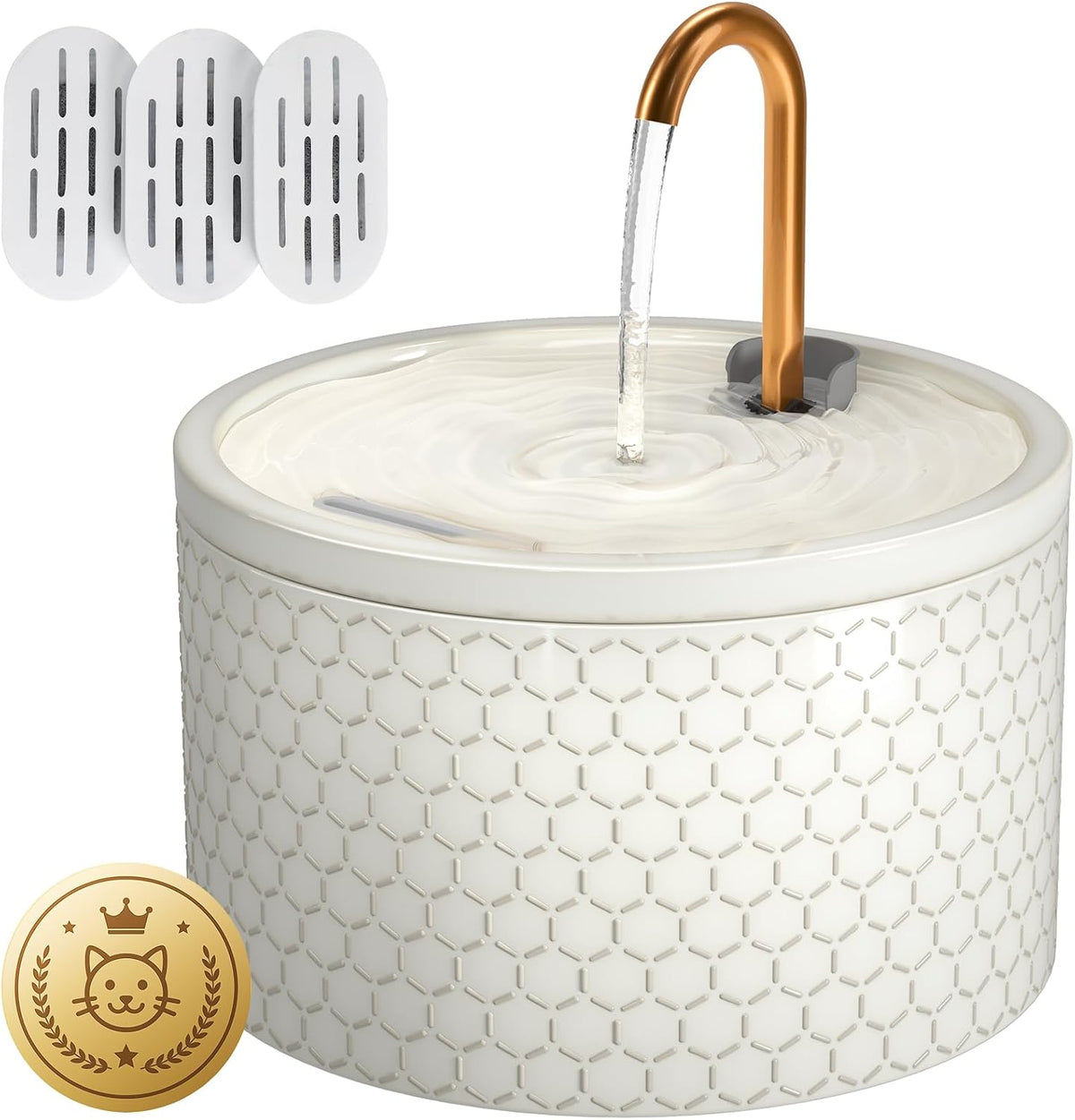 DOOOB Fuente de agua de cerámica para gatos, fuente de gato de 2.1L...