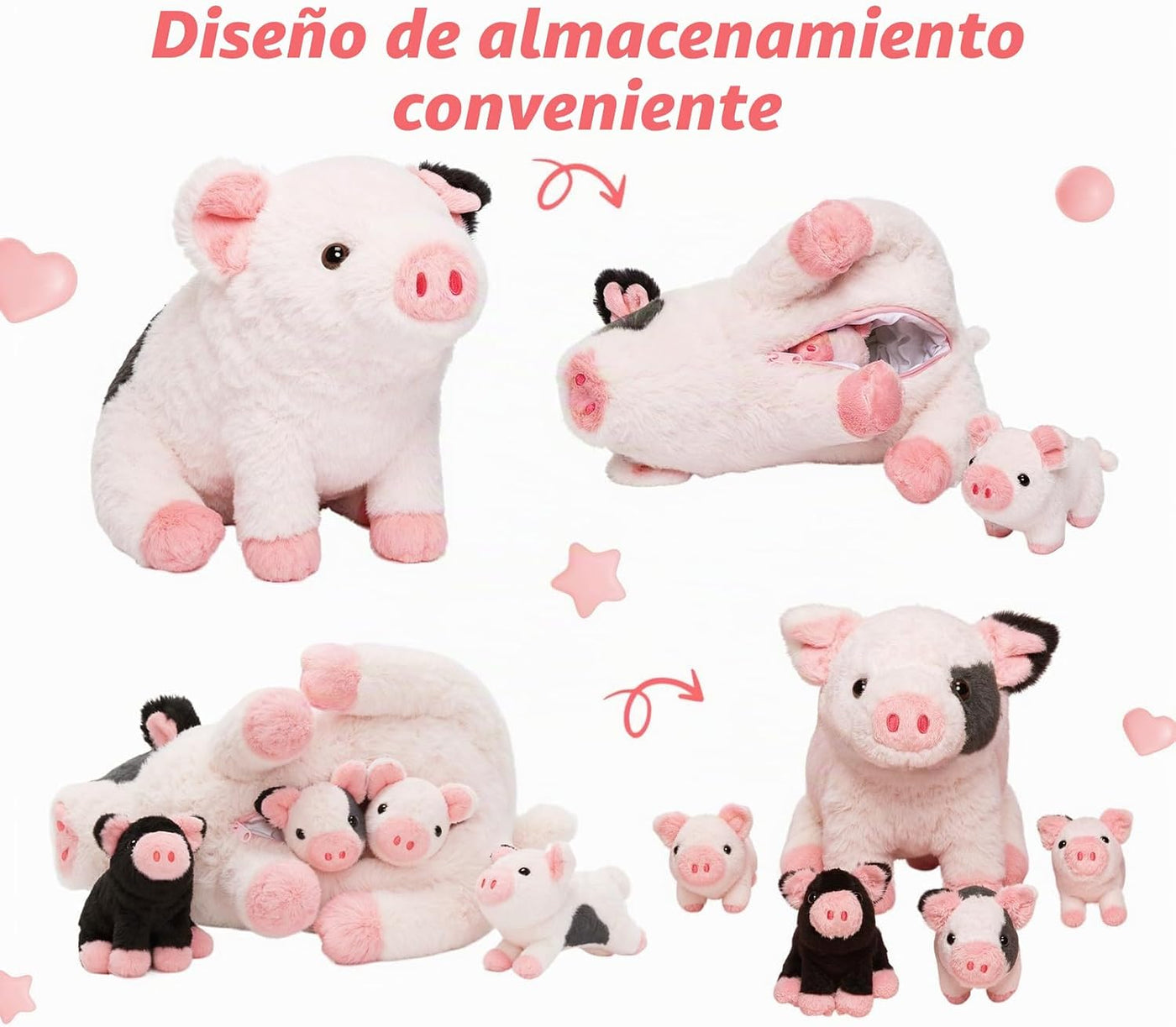 OUOZZZ - Cerdo de peluche 5 en 1 de 11 pulgadas con cremallera | Di...