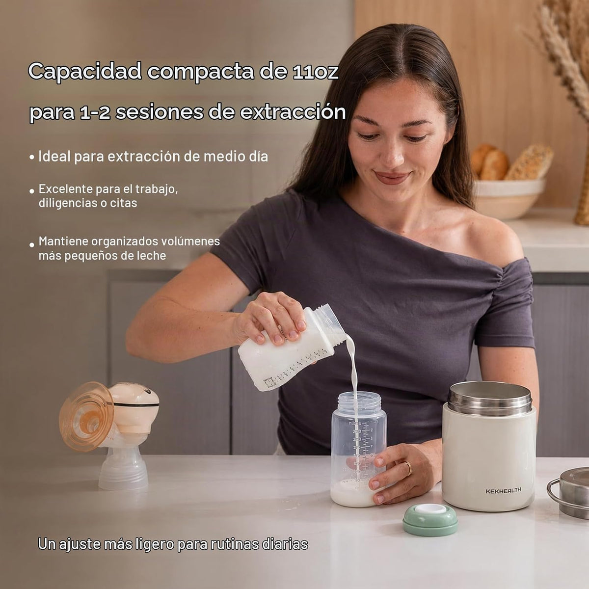 KEKHEALTH Enfriador de leche materna de acero inoxidable de 11 onza...