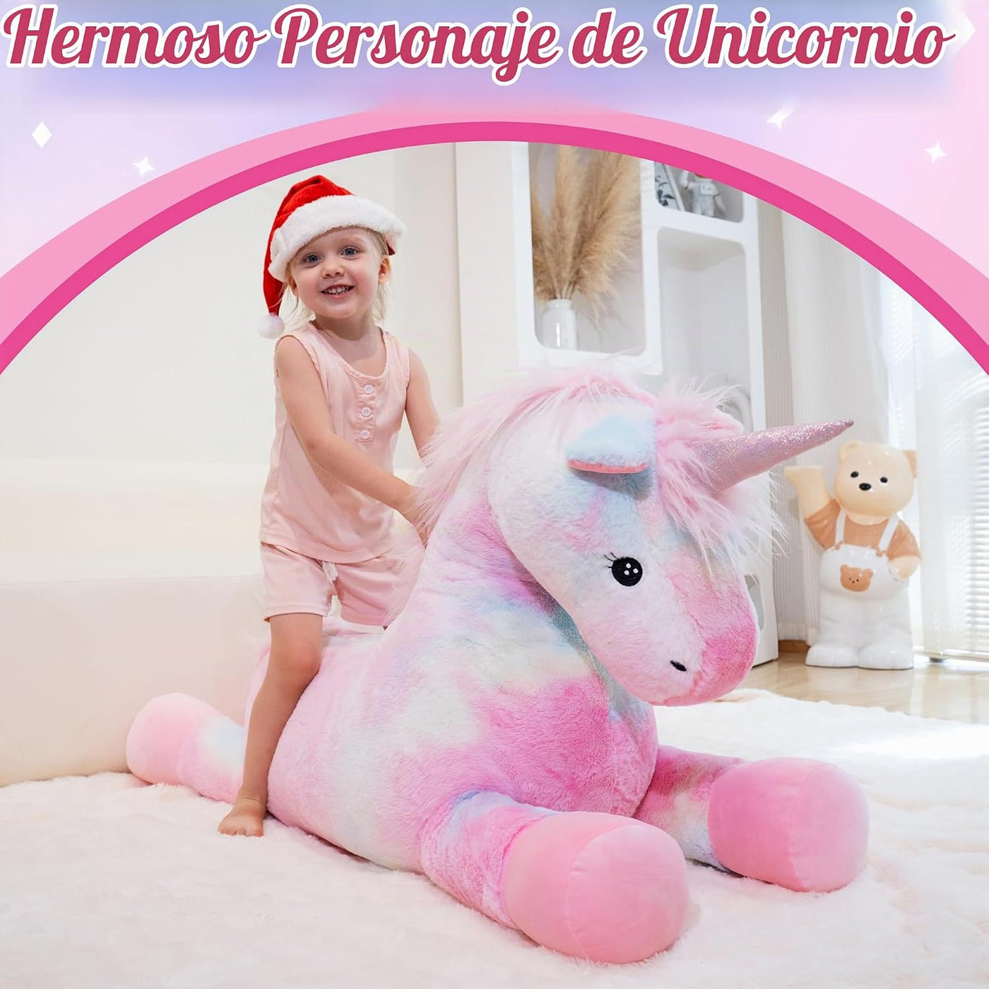 GADXV Peluche de unicornio grande, regalo de unicornio de 49 pulgad...