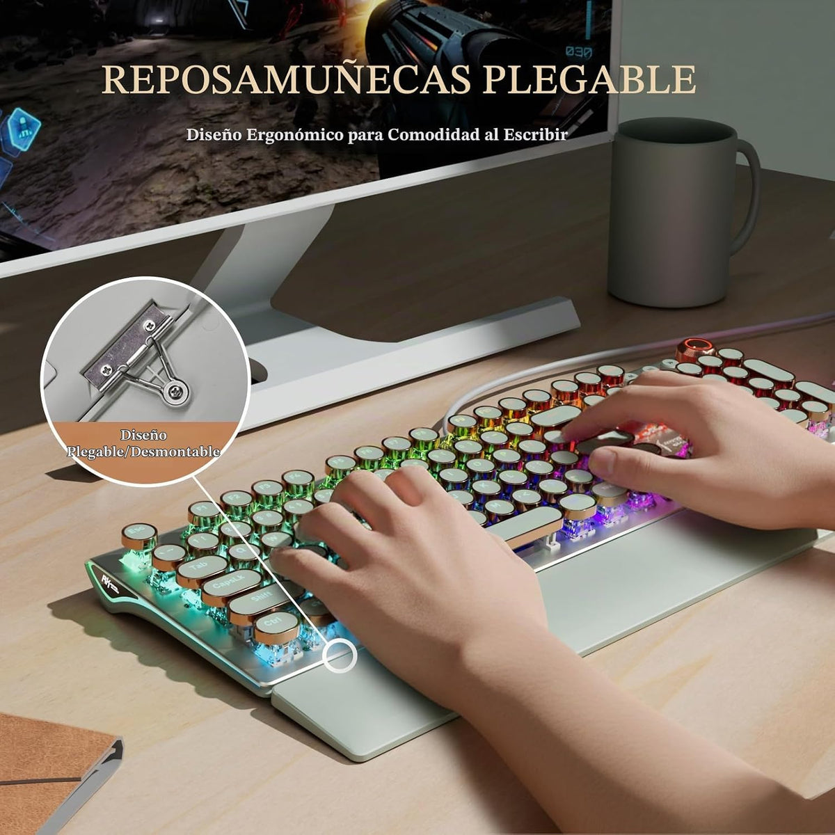 RK ROYAL KLUDGE Teclado mecánico estilo máquina de escribir X108, t...