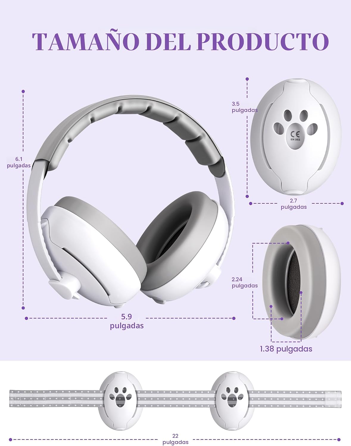 HOIGRBOM Audífonos para bebé, 2 en 1, protección contra el ruido pa...